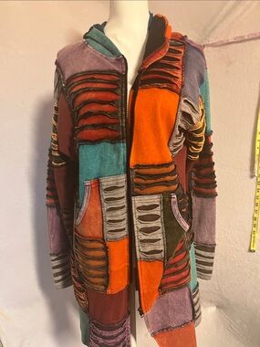 Multicolor Patchwork Hooded Bomber Jacket - Vibrant Mixed Panels